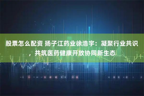 股票怎么配资 扬子江药业徐浩宇：凝聚行业共识，共筑医药健康开放协同新生态